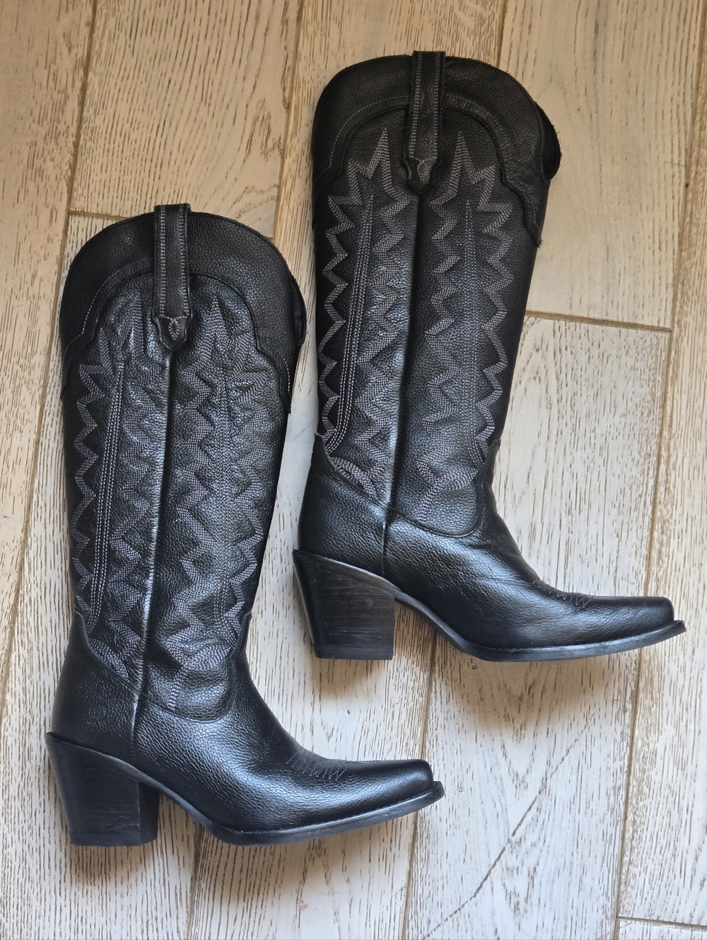 DINGO High Cotton Tall Western Cowboy Knee High Boots Size 7 DI936 Black Leather